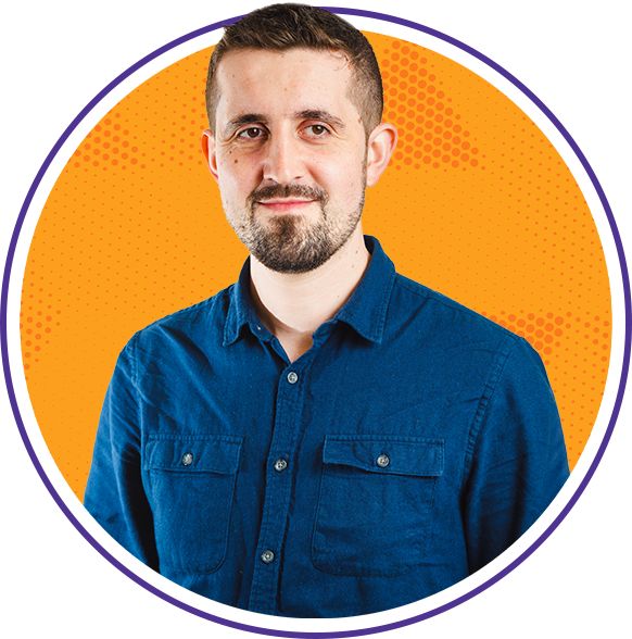 Accessible Me's CEO, Michael Osborne, wearing a dark blue shirt.