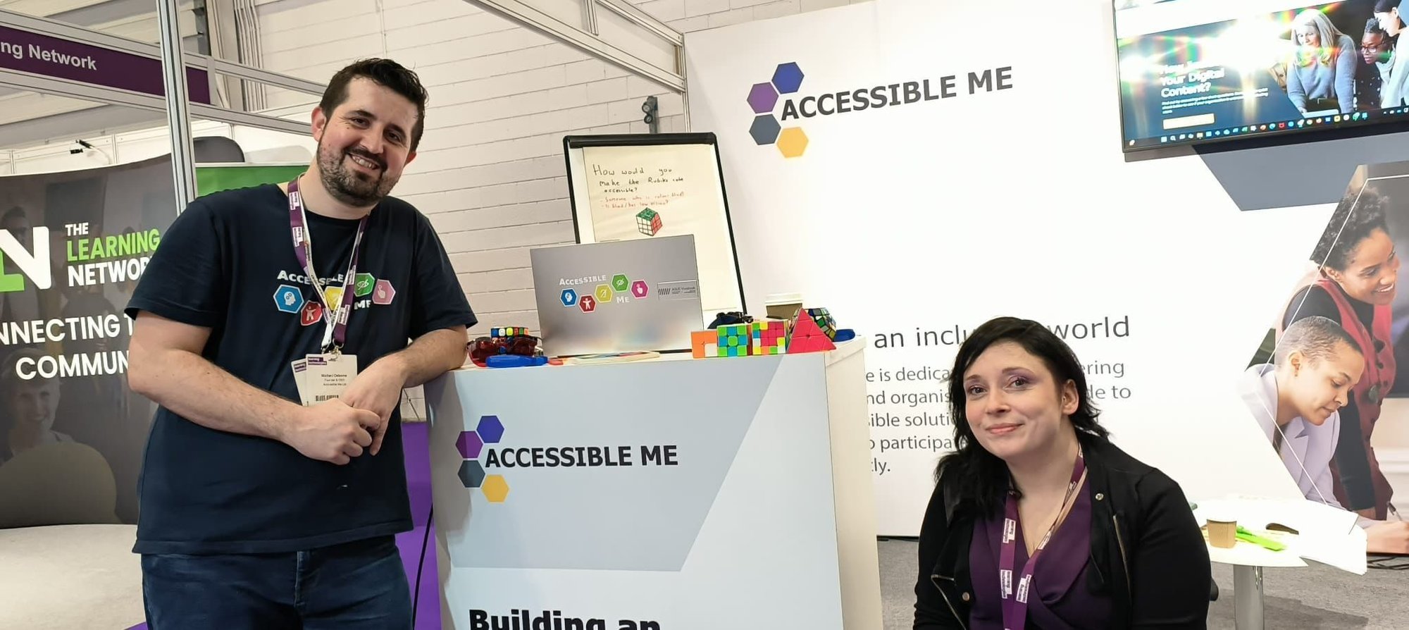 Accessible Me's CEO, Michael Osborne, with Roxanne Steel at the Learning Technologies Exhibition 2025 Accessible Me's CEO, Michael Osborne, with Roxanne Steel at the Learning Technologies Exhibition 2025
