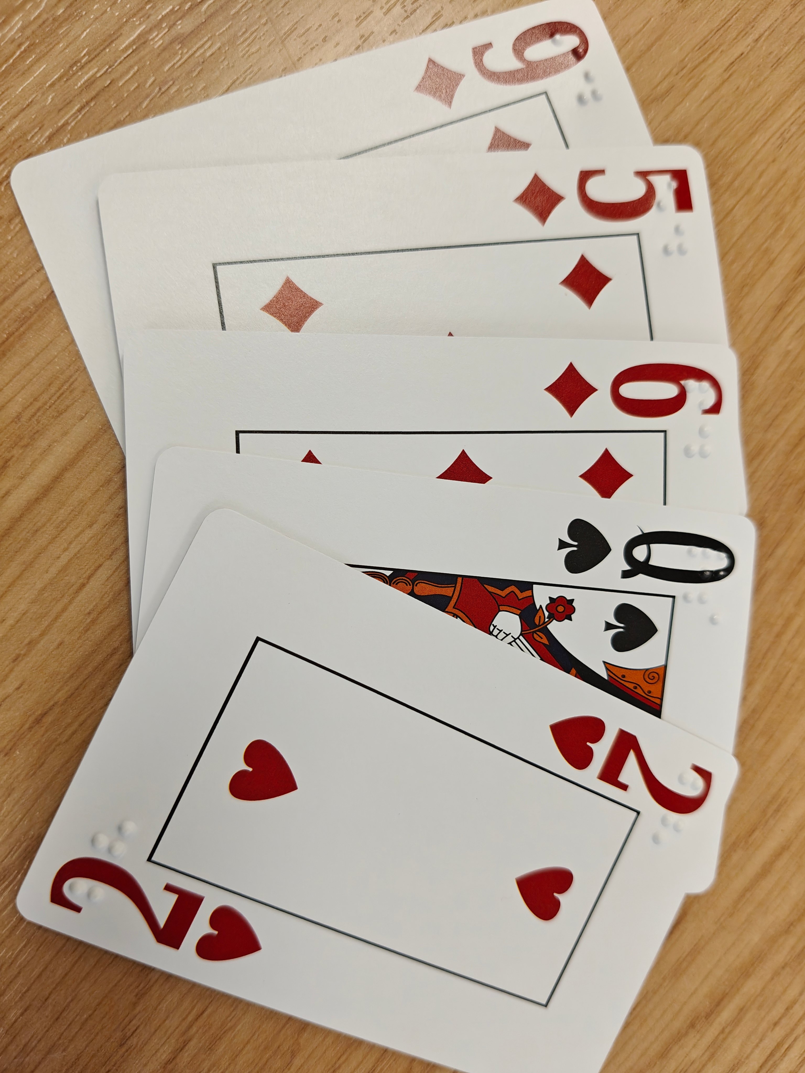 Braille embossed playing cards